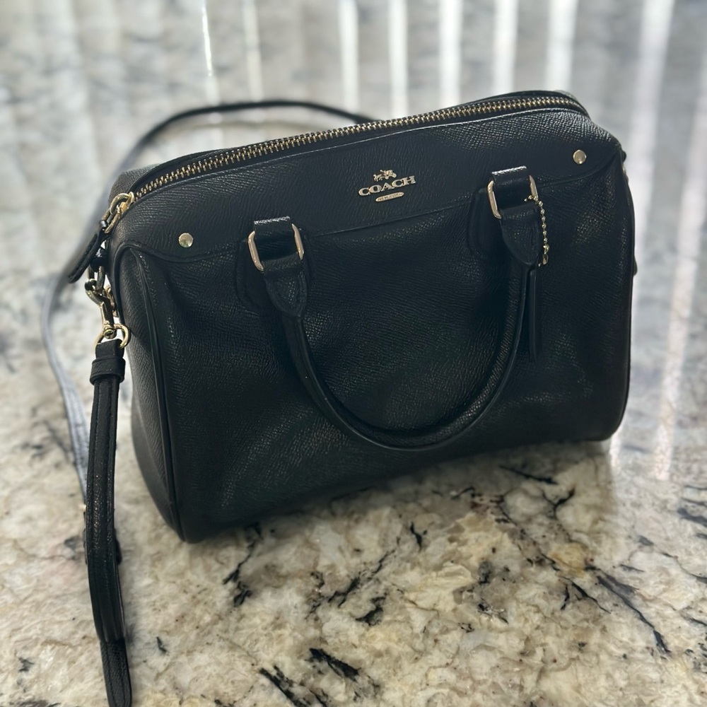 ❌sold❌Coach Black Leather Satchel Bag